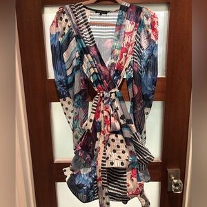 CQ by CQ Mixed Print Long Sleeve Flounce Dress